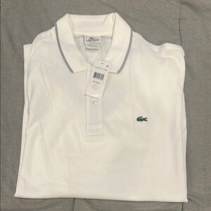 Lacoste Men's Polo Shirt in White with Green Logo